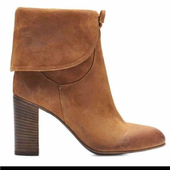 Free People Mila Bow Tie Block Heel Boot Brown Leather NWOB EU 39 US 8.5 - Picture 1 of 9